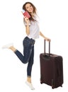 Young traveling girl isolated Royalty Free Stock Photo