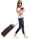 Young traveling girl isolated Royalty Free Stock Photo