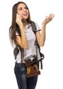 Young traveling girl isolated Royalty Free Stock Photo