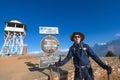 Young traveller trekking in Poon Hill view point in Ghorepani, Nepal