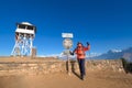 Young traveller trekking in Poon Hill view point in Ghorepani, Nepal