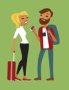 Young travelling couple with travel bags