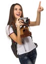 Young travelling girl isolated Royalty Free Stock Photo