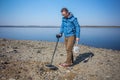 Young treasure hunter in search of treasure