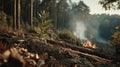 A young tree emerges from the ashes of a forest fire, symbolizing hope Royalty Free Stock Photo