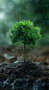 Young Tree Thriving in Rainy Weather Royalty Free Stock Photo