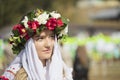 Young Ukrainian or Belarusian girls in an embroidered shirt