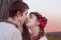 Young Ukrainian couple kissing