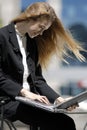 Young undergraduate with laptop