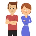 Young unhappy couple having marital problems or disagreement standing with crossed arms