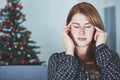 Young unhappy girl has headache Royalty Free Stock Photo