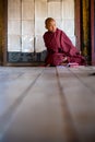 Young unidentified Buddhist monk learning in the Shwe Yan Pyay monastery school