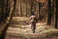 Young unidentified re-enactor dressed as Soviet soldier machine