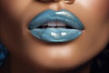 A young unrecognized mulatto with blue lipstick on her face.Generated by AI