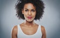 Young upbeat grinning woman