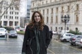 Young Urbanite Woman with Genuine Smile Posing in City Royalty Free Stock Photo