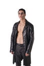 Young Vampire Man in an Open Black Leather Jacket Royalty Free Stock Photo