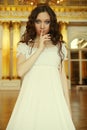 Young victorian lady in white dress Royalty Free Stock Photo