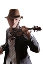 Young violinist playing the violin in hat