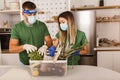 Volunteers group packing food and drinks for charity Royalty Free Stock Photo