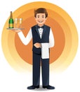 Young waiter serving drinks Royalty Free Stock Photo