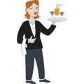 A young waitress holding a tray of drinks Royalty Free Stock Photo