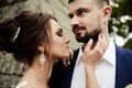 Young wedding couple enjoying romantic moments Royalty Free Stock Photo