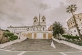 Young wedding couple on Spanish stairs in Rome Royalty Free Stock Photo