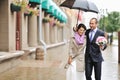 Young wedding couple walking in an old town Royalty Free Stock Photo