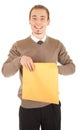 Young well-dressed man with an envelope.