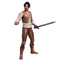A young well-dressed warrior in leather armor Royalty Free Stock Photo