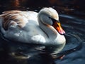 Young white duck with gray feathers on a lake in autumn on a blurred background Royalty Free Stock Photo