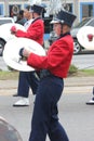 Young white girl in a marching band in the Cherry Blossom Festival in Macon, GA