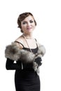 Woman in evening dress and furs Royalty Free Stock Photo
