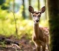 Young whitetail deer fawn in the forest Royalty Free Stock Photo