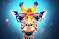 sunglasses colorful zoo animal mammal portrait neck wildlife africa giraffe. Generative AI.