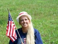 Young woman in 4th of July hat