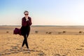 Young woman with abaya in the Salisil desert in Saudi Arabia Royalty Free Stock Photo