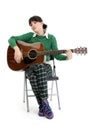 Young Woman with Acoustic Guitar Royalty Free Stock Photo