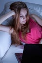 Young woman addicted to social media