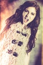 Young woman with aggression shouting out. Royalty Free Stock Photo