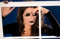 Young woman with agressive black makeup