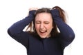Young woman angry frustrated having bad hair day Royalty Free Stock Photo