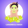 young woman applying carambola fresh fruit face mask facial treatment skincare concept portrait