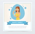 Young woman applying cream on her face, daily hygiene procedure, happy family banner flat vector ilustration, element Royalty Free Stock Photo