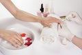 Professional Manicure: Young Woman Applying Nail Polish in Salon