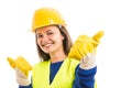 Young woman architect showing thumbs up Royalty Free Stock Photo