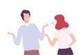 Young Woman Arguing and Shouting at Man, Conflict Between Two People Flat Vector Illustration