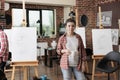 Young woman in art studio space Royalty Free Stock Photo