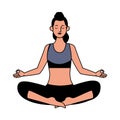 Young woman athlete practicing yoga character